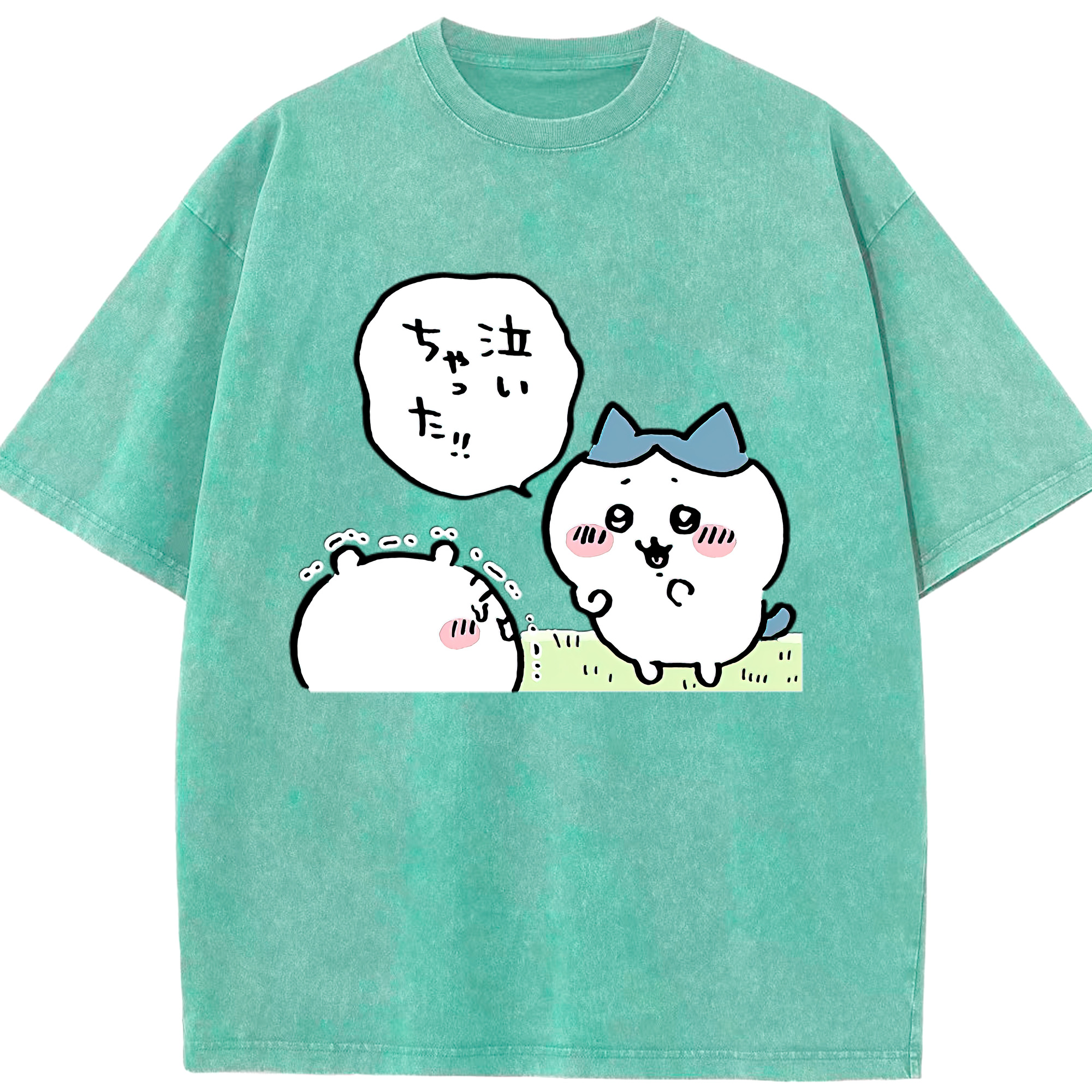 （画像用） ちいかわ ハチワレ Chii-kawa hachiware 綿100% ヴィンテージ風 半袖Tシャツ（フロントプリント）